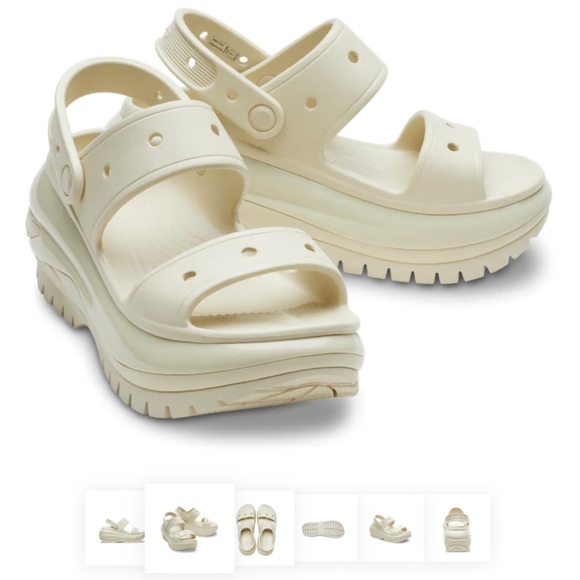 BNIB Crocs Mega Crush Sandal Tik Tok Sandals size 8 Bone NWT - Picture 2 of 16